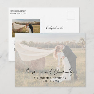 Postal Foto Rustic Script Photo Modern Boda Gracias