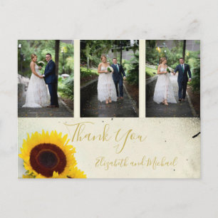 Postal Foto Rustic Sunflower Elegant Wedding Gracias
