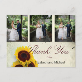 Postal Foto Rustic Sunflower Elegant Wedding Gracias
