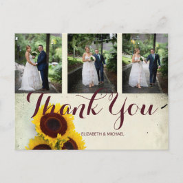 Postal Foto Rustic Sunflower Moderno Boda Gracias
