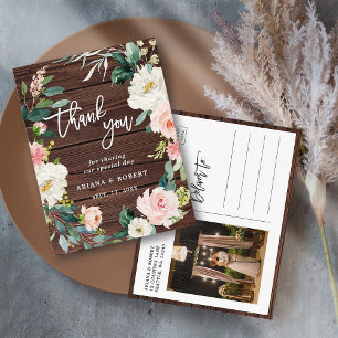 Postal Foto Rustic Wood Floral Wreath