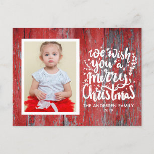 Postal Foto Rustic Wood Fotos Merry Christmas Card