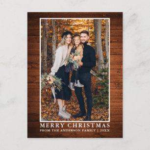 Postal Foto Rustic Wood Merry Christmas