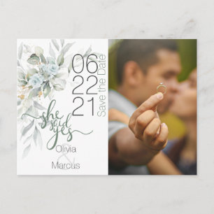 Postal Foto Save the Date Dusty Blue Watercolor Floral