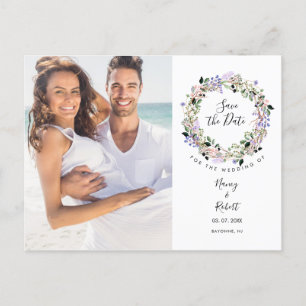 Postal Foto Save the Date Elegante Chic Guirnalda Floral