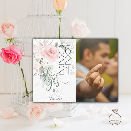 Postal Foto Save the Date Rubor Pink Watercolor Floral