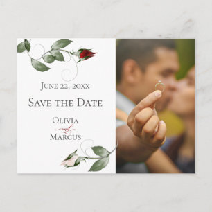 Postal Foto Save the Date Rubor Rosé y Cabernet Floral