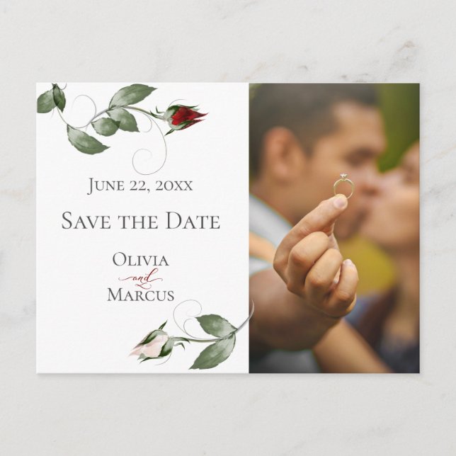Postal Foto Save the Date Rubor Rosé y Cabernet Floral (Anverso)