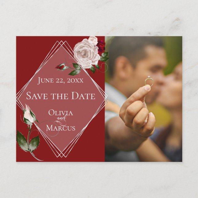 Postal Foto Save the Date Wine y Rosas de Rubor (Anverso)