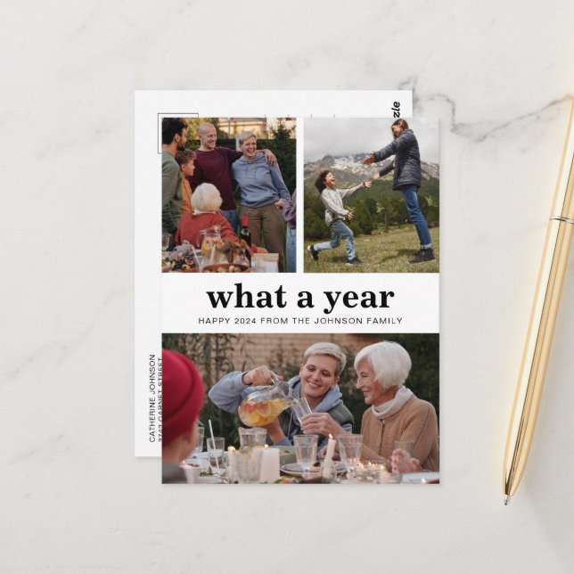 Postal Foto sencilla de año nuevo (Anverso/Reverso In Situ)