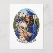 Foto temporal personalizable de graduado y gato se