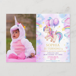 Postal Foto Unicornio Arcoíris Cumpleaños