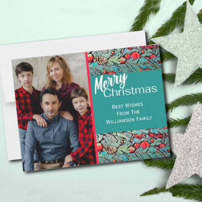 Postal Foto verde y roja de Feliz Navidad  (Subido por el creador)