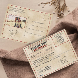 Postal Foto vintage editable agradecimiento antiguo