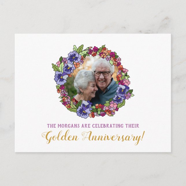 Postal Foto Wreath Card Shower Aniversario de Oro (Anverso)