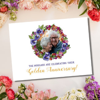 Postal Foto Wreath Card Shower Aniversario de Oro