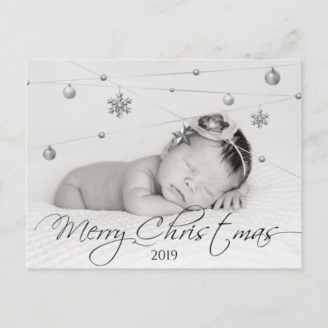 Postal Foto y caligrafía de Navidades personalizados (Anverso)