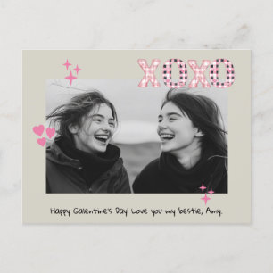 Postal Foto y texto del Personalizado de XOXO Galentine m
