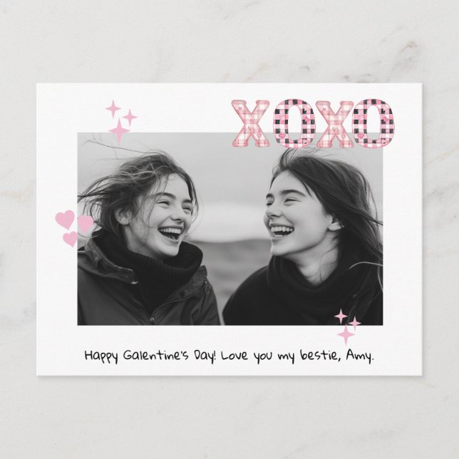Postal Foto y texto del Personalizado de XOXO Galentine m (Anverso)