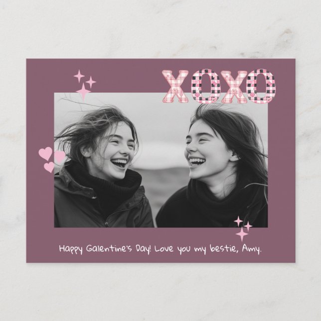 Postal Foto y texto del Personalizado de XOXO Galentine m (Anverso)