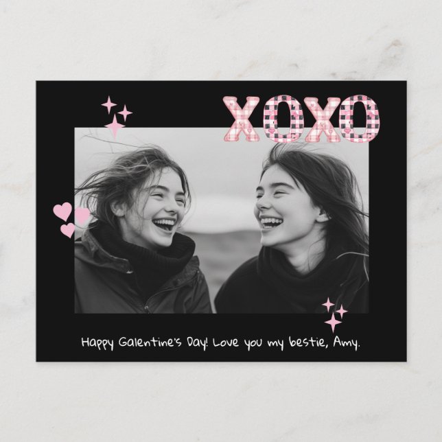 Postal Foto y texto del Personalizado de XOXO Galentine m (Anverso)