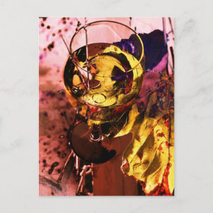 Postal Fotocollage de hojas de vid y uva de vino