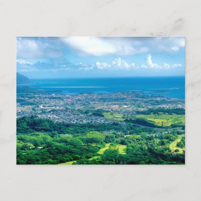 Postal Fotografía Aérea de Oahu Hawaii (Anverso)