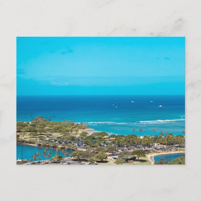 Postal Fotografía Aérea de Oahu Hawaii (Anverso)