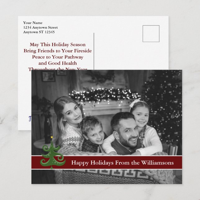 Postal Fotografía automática en blanco y negro con árbol  (Anverso / Reverso)