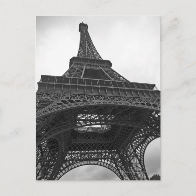 Postal Fotografía blanco y negro de la torre Eiffel (Anverso)