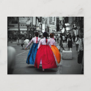 Postal fotografía chica de corea tradicional