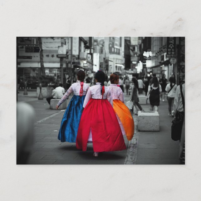 Postal fotografía chica de corea tradicional (Anverso)