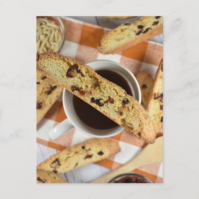 Postal Fotografía de alimentos Cranberry Almond Biscotti  (Anverso)