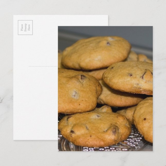 Postal Fotografía de alimentos de galletas con chispas de (Anverso / Reverso)