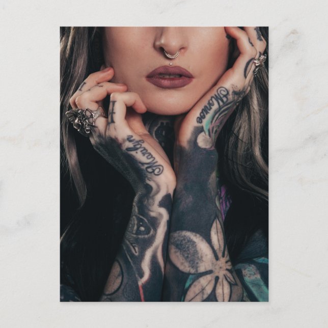 Postal Fotografía de arte Modelo Tattooed (Anverso)