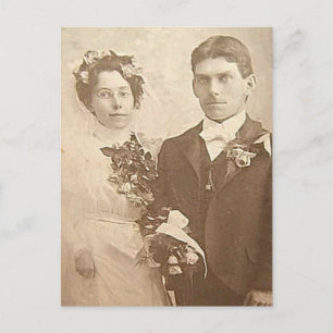 Postal Fotografía de Boda romántico de Novia Vintage y Gr
