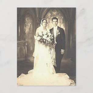 Postal Fotografía de Boda romántico de Novia Vintage y Gr