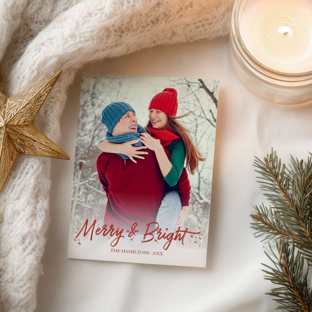 Postal Fotografía De Caligrafía Roja: Navidades Brillante (Subido por el creador)