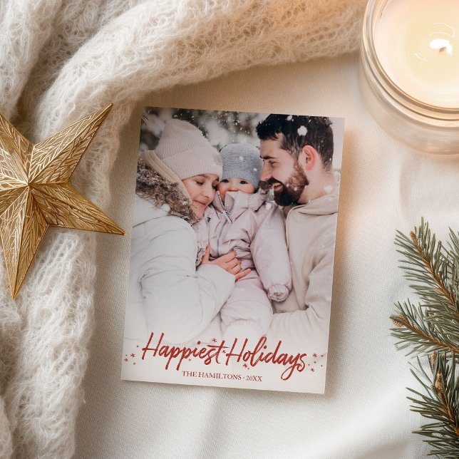 Postal Fotografía de caligrafía roja, Navidades de feriad (Subido por el creador)