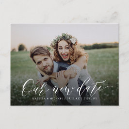 Postal Fotografía de caligrafía simple cambiar la fecha P