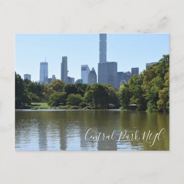 Postal Fotografía de Central Park Lake New York City NYC (Anverso)