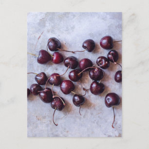 Postal Fotografía de Cerezas Rojas Frescas