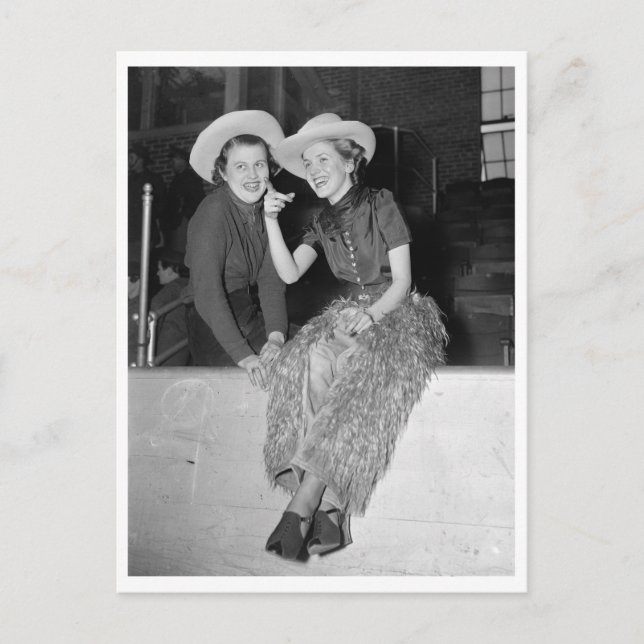 Postal Fotografía de City Cowgirls vintage de 1937 (Anverso)