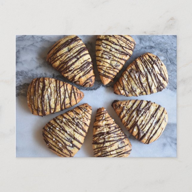 Postal Fotografía de comida Chip de chocolate Scone Britá (Anverso)