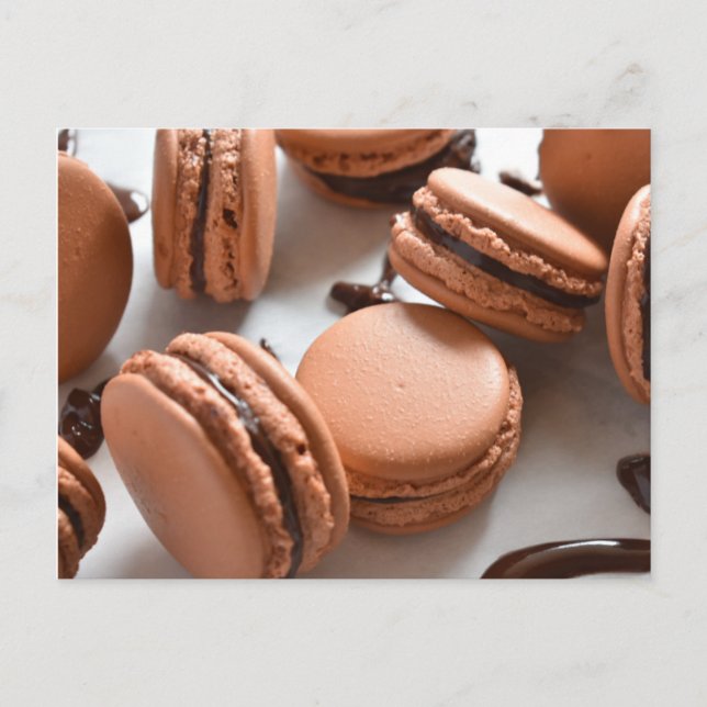 Postal Fotografía de comida Chocolate Macaron Pastelería  (Anverso)
