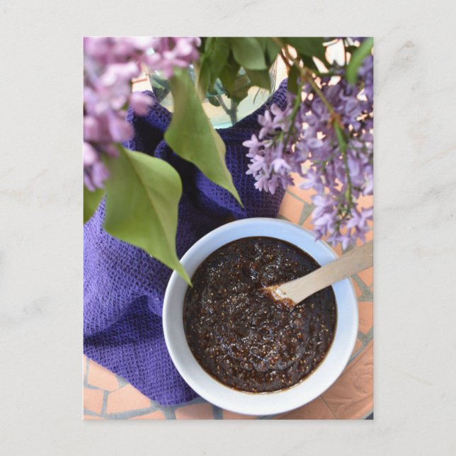 Postal Fotografía de comida Flores de púrpura de higo fre (Anverso)