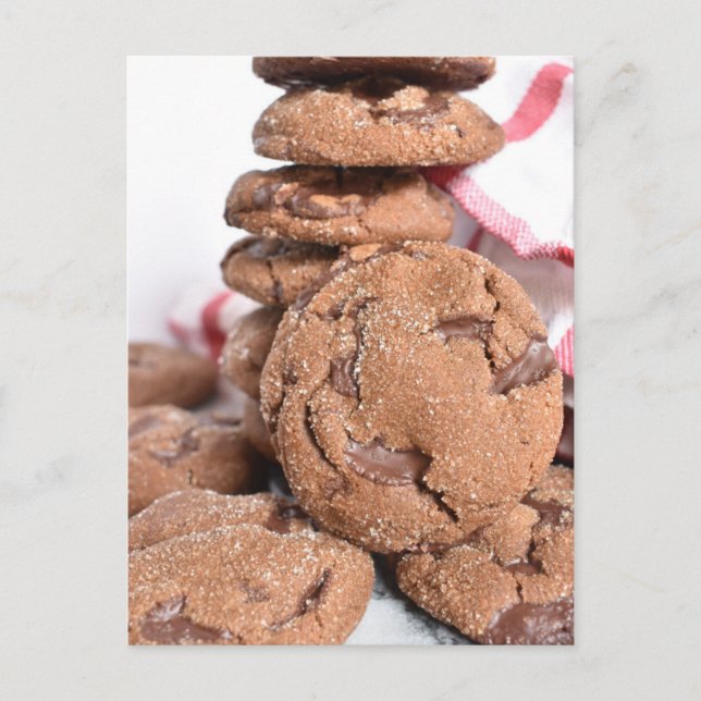 Postal Fotografía de comida Galletas de chocolate con pan (Anverso)