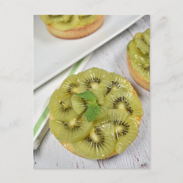 Postal Fotografía de comida Kiwi Fruit Tartlet Pastries (Anverso)