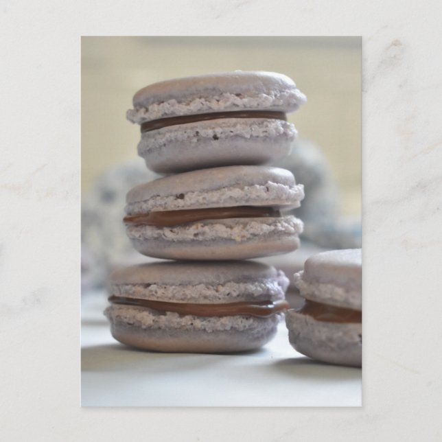 Postal Fotografía de comida Macaron Chocolate Ganache (Anverso)