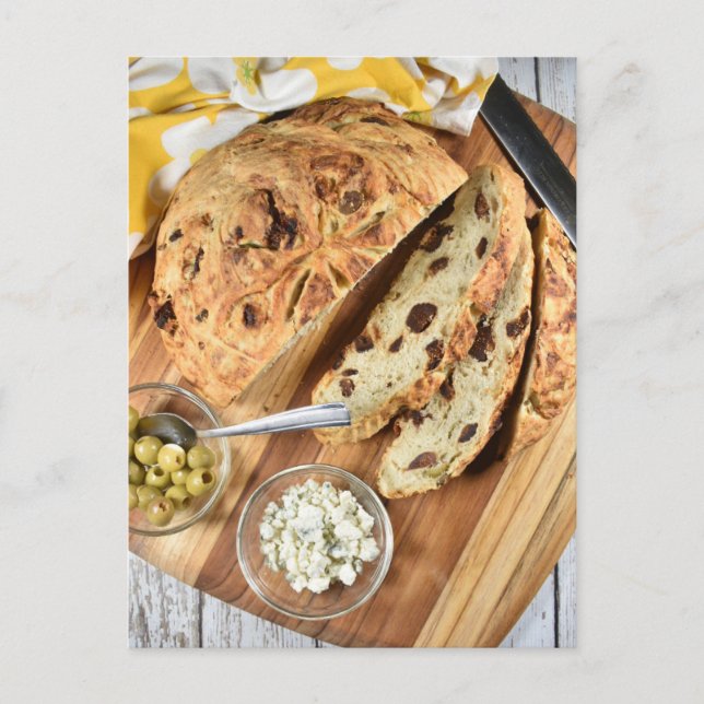 Postal Fotografía de comida rebanada Pan de higo de queso (Anverso)